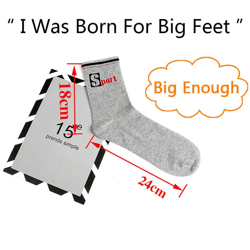 3 Pairs/Pack Big Large Socks EU 47,48,49 Sports Mid Socks Men's Plus Size Combed Cotton Compression Socks Meias Calcetines Male
