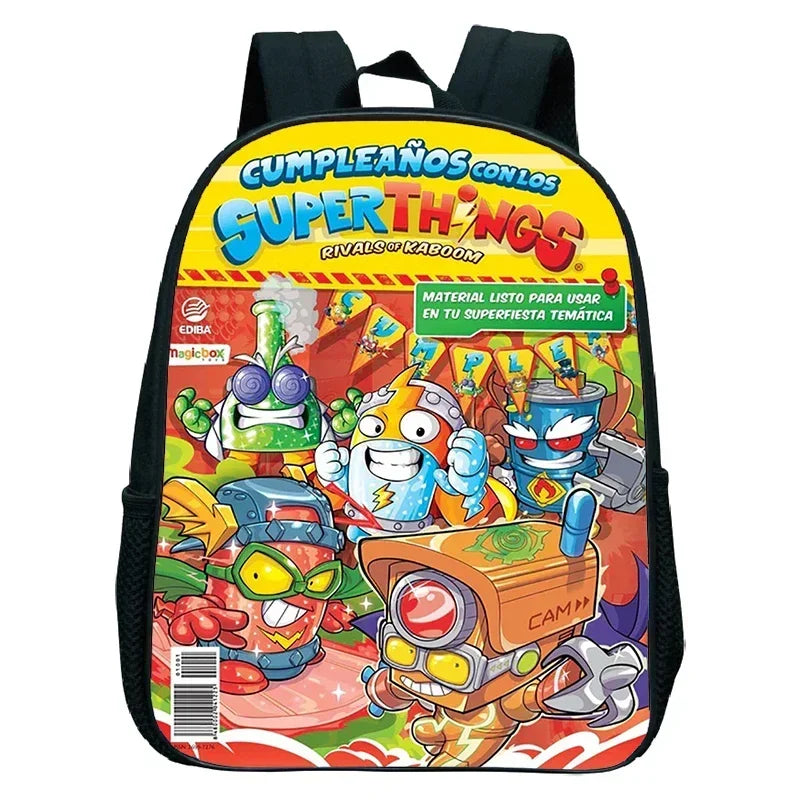 SuperThings Backpack Toddler Cartoon Schoolbag Boys Girls Kindergarten Bag Waterproof Kids Bookbag 12 Inch
