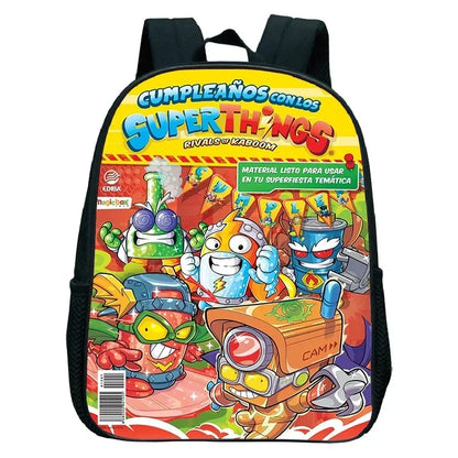 SuperThings Backpack Toddler Cartoon Schoolbag Boys Girls Kindergarten Bag Waterproof Kids Bookbag 12 Inch