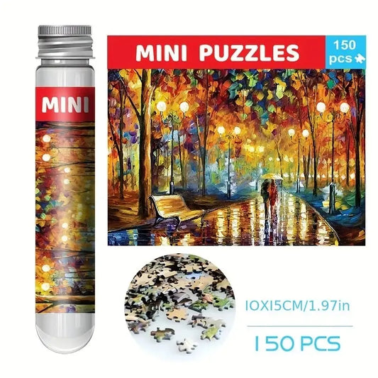 Puzzle de 150 tubes à essai « Promenade sous la pluie », mini puzzle de voyage, cadeau de Noël, maison, tour de Paris, Nouvel An