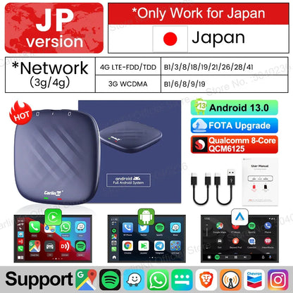 CarlinKit CarPlay Ai Box Android 13 Plus QCM6125 8-core Wireless Android Auto& CarPlay Car USB Adapter FOTA Upgrade For Netflix
