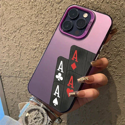 Poker For iphon 16 15 Plus X XR XS Max 11 12 13 Pro 16 Pro Max X XR XS Shockproof Ultra-Thin Hard Cover Protective Phone Case