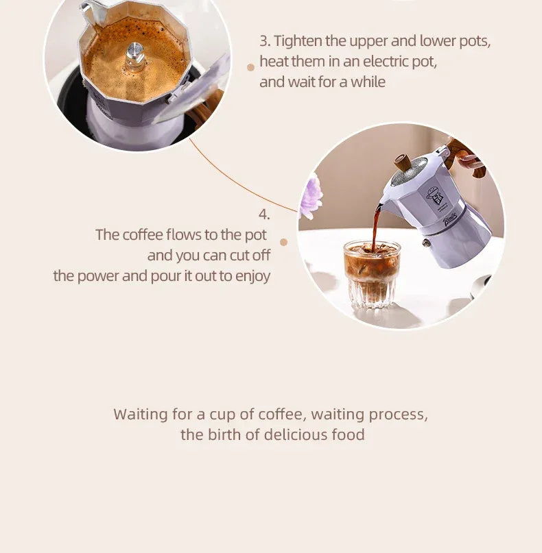 Double Valve Moka Pot Coffee Mocha Pot Set Espresso Moka Pot Electric Stove Heated Brewed Coffee Pot Italian Barista Tools 220v