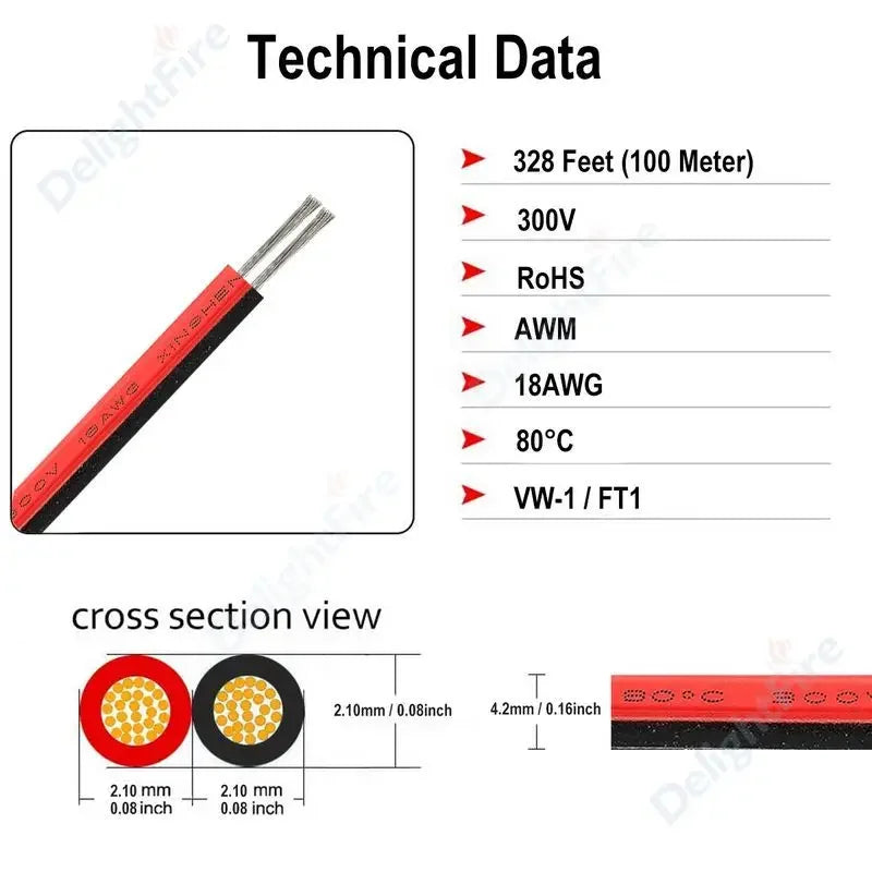 2 PIN Electrical Wire Tinned Copper PVC Insulated Red Black Cable For Single Color LED Strip Light Extension Wire 18/26/28 AWG