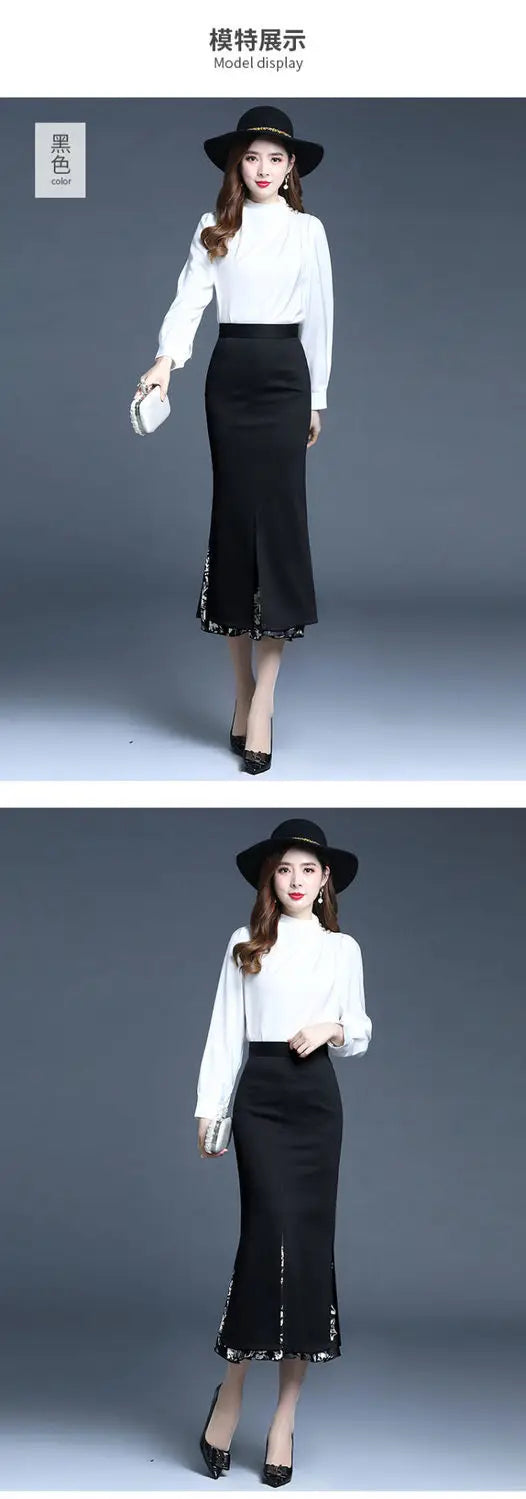 New Mermaid Hem Skirt Women Spring Autumn Mid Length High End Fashion Split Wrap Skirt