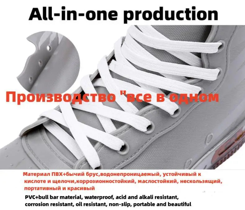 Men Rain Boots Fashion Trendy Nude Boots Anti-skid Work Chef Shoes Durable Waterproof Rubber Fishing Shoes Male Sneakers 2023New