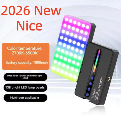 COOL DIER 2026 New RGB Light LED Video Light Photography Fill Camera Lighting LCD Display Cold Shoe For Vlog Live Streaming DSLR