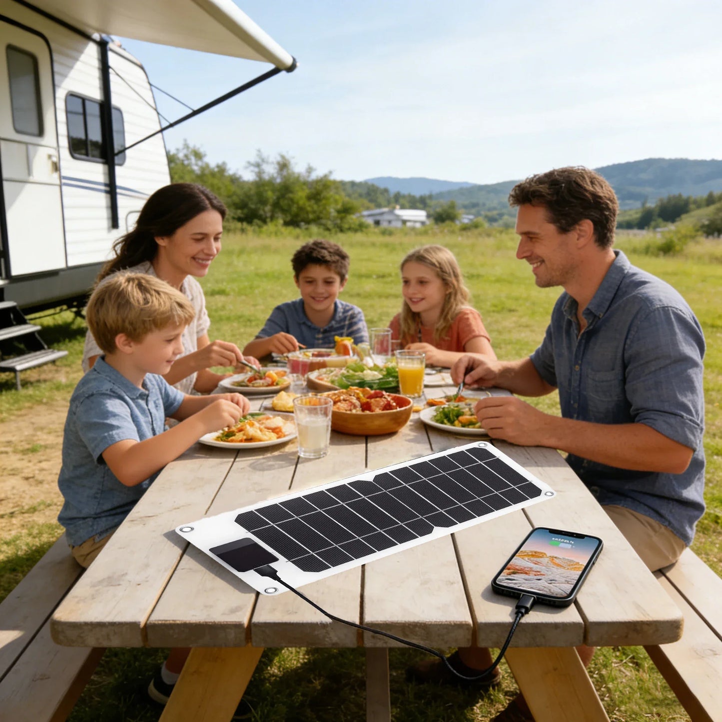 6W Portable Solar Panel Charger 5V USB Output High Efficiency Monocrystalline Solar Phone Charger for Mobile Power Bank Outdoor