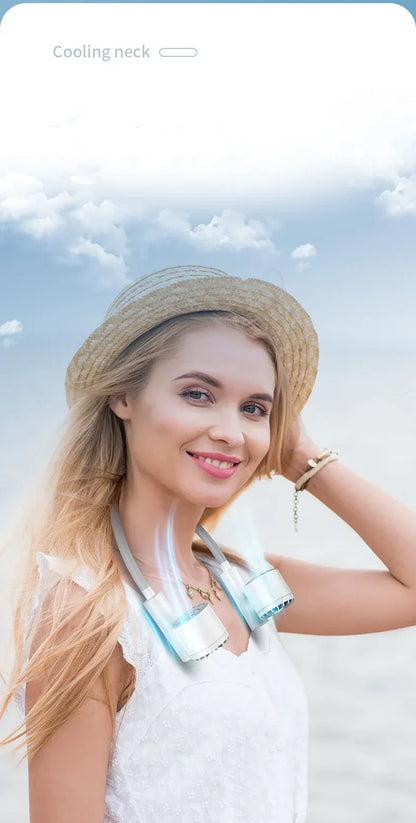 Portable Lightweight Halter Neck Air Cooling Fan USB Rechargeable Outdoor Travel Sport Wearable Mini Hanging Neck Fan 3Gear Wind