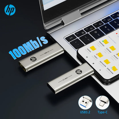 HP 256GB Memories Type-c 2-In-1 USB 3.0 Flash Drive 128GB Metal OTG Pendrive 64GB High Speed Flash Disk For Phone Computer