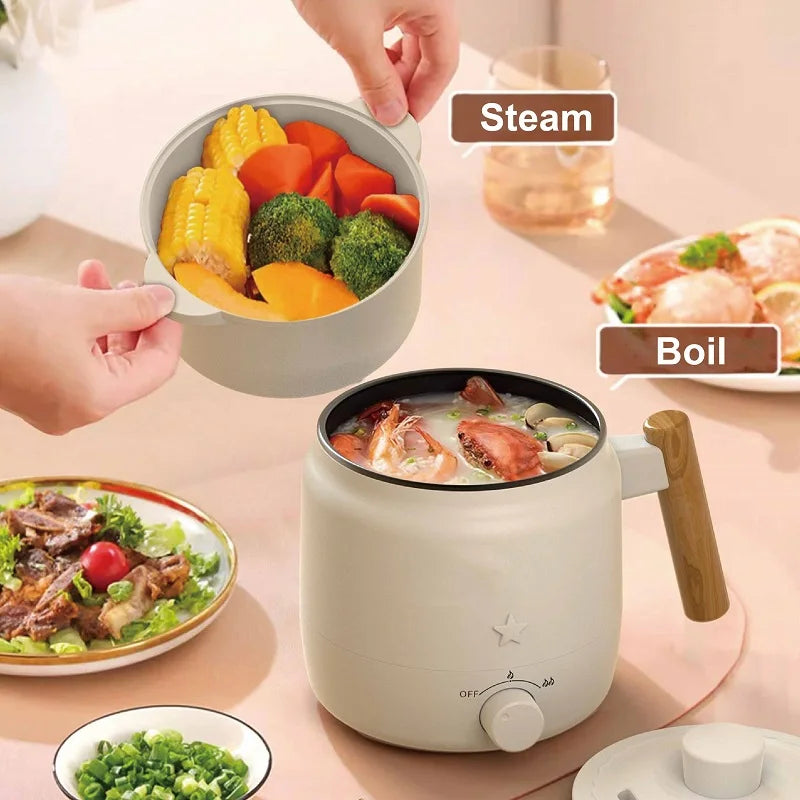 1.2L Electric Cooker Student Dormitory Low Power Noodle Cooker Multifunction Pot Portable Travel Mini Electric Hot Pot 200W