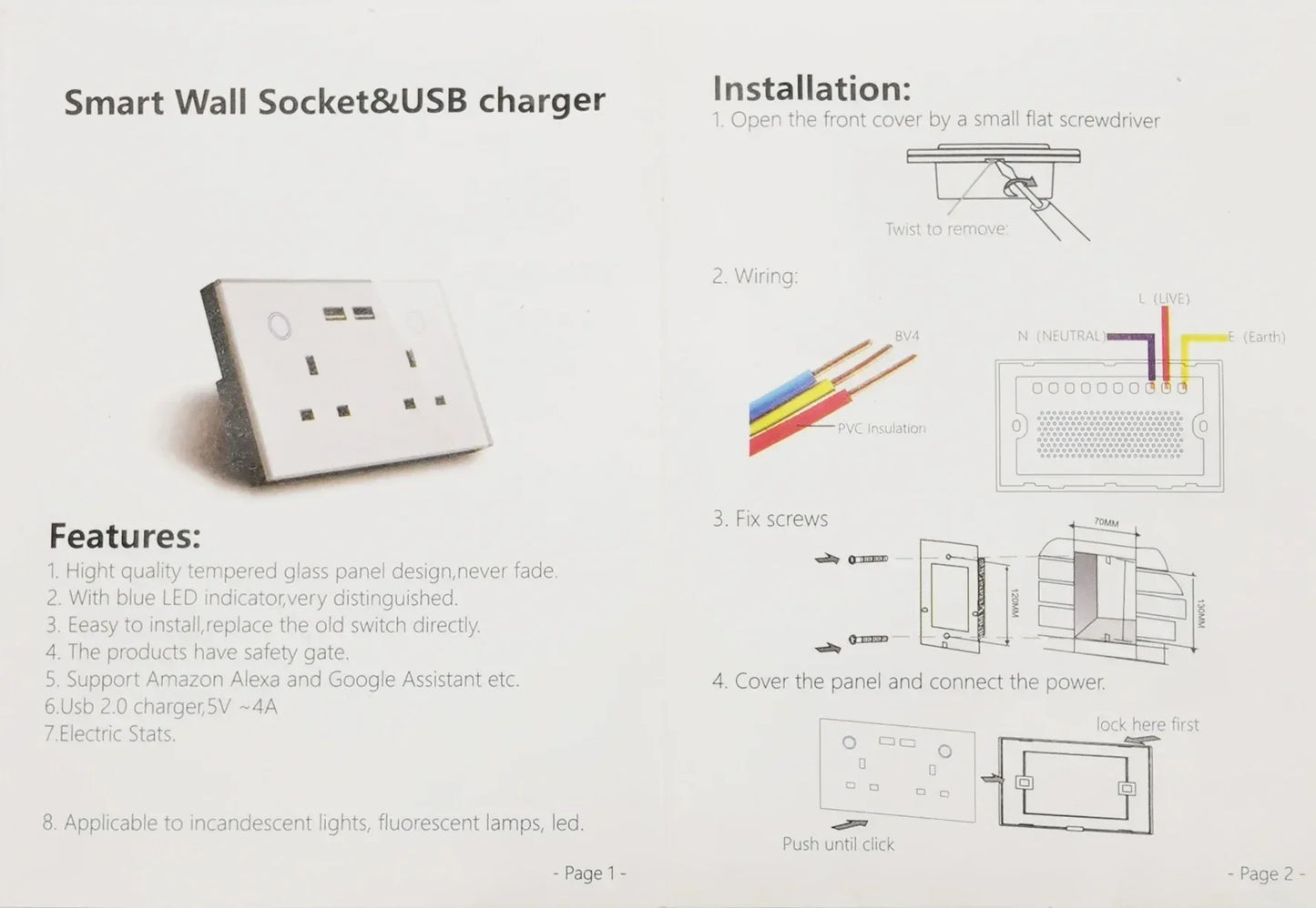 Melery WIFI Smart Tuya USB Type C PD 20W Wall Socket UK Plug Outlet Power Monitor Touch Switch Wireless Remote Alexa Google Home