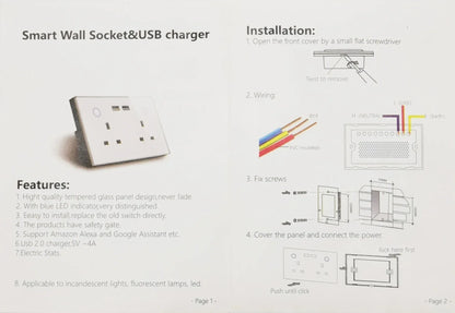 Melery WIFI Smart Tuya USB Type C PD 20W Wall Socket UK Plug Outlet Power Monitor Touch Switch Wireless Remote Alexa Google Home