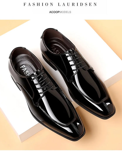 Business Men's Dress Shoes Patent Leather Trend Mens Party Shoe Soft Sole Casual Shoes Plus Size 38-48 Men Shoes High Quality