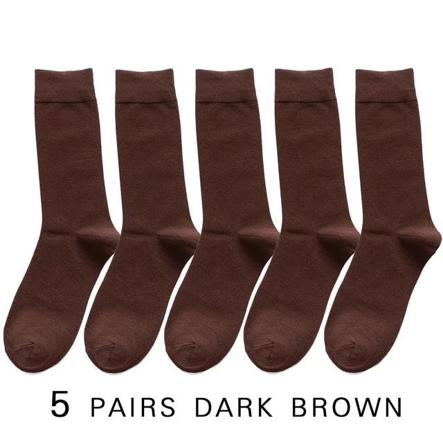 5/10 Pairs Black White Business Casual Sox Spring Autumn Warm Men's  Socks Size38-44 Long Socks Men Dress Socks Male Gifts