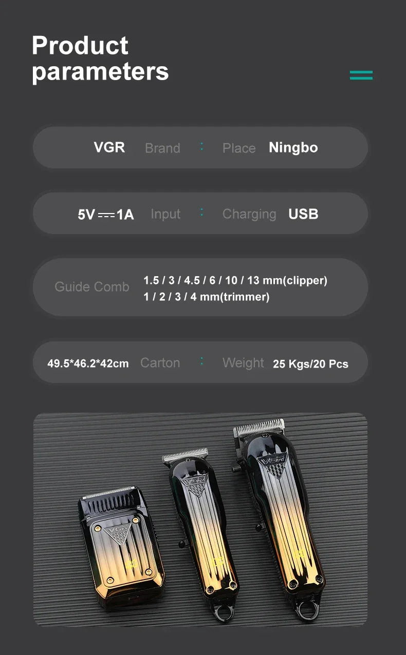 VGR 644 gradient hair cutting combination electric shaver rechargeable professional men's hair clipper carving electric pusher
