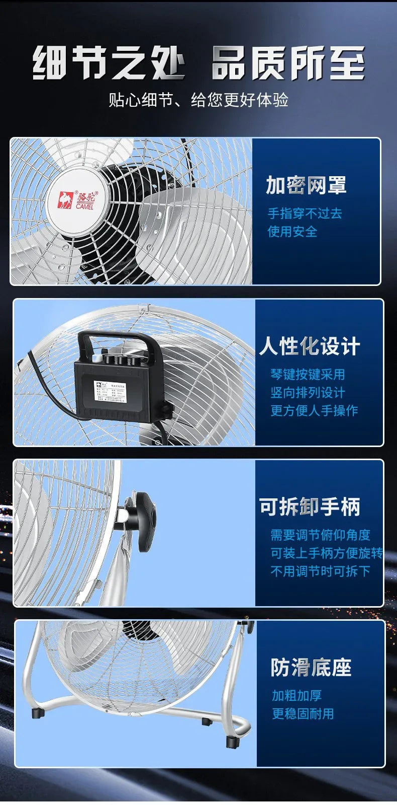 Commercial-Grade 360° Oscillating Pedestal Fan with Wide-Angle Airflow, Silent High-Power Industrial Blower for Factories/Homes