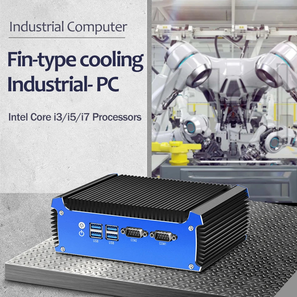 Fanless Industrial Mini PC Dual LAN 2*COM RS232 Core i5 5200U i3 5005U Celeron 2955U DDR3L WIFI Support Linux Ubuntu Computer