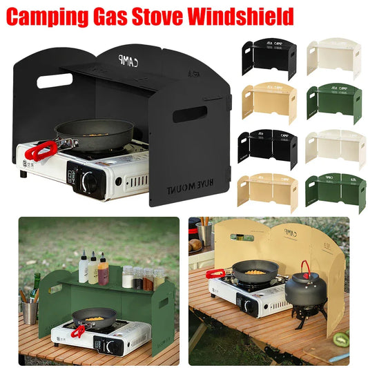 Four-Fold Gas Stove Windproof Screen Foldable Gas Stove Windshield Portable Camping Picnic Cooking Burner Wind Shield for BBQ by PDG ibma