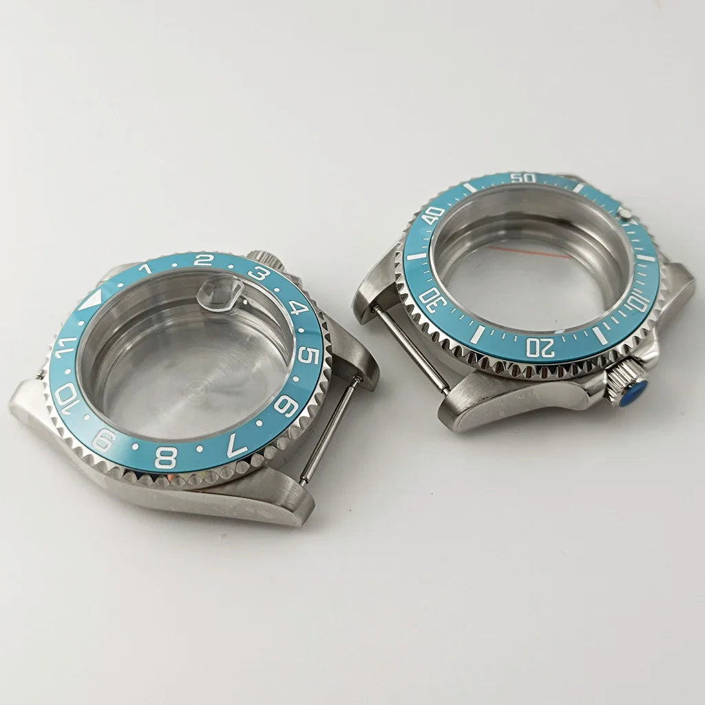 Goutent 40mm Sapphire Crystal Watch Case Blue Ceramic Bezel Fit NH34 NH35 NH36 ETA 2824 PT5000 ST2130 Movement