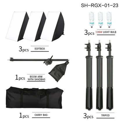 SH 50x70CM Photography Softbox Lighting Kits Professional Continuous Light System Equipment For Photo Studio