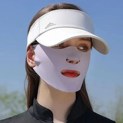 Women Men Sunscreen Mask Outdoor Cycling Face Mask Breathable Reusable Double Layer Ice Silk Masks Anti-UV Sun