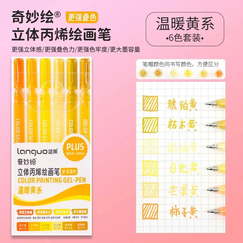150/6 Colors Acrylic Gel Pen Student Diary Scrapbook Painting DIY Gel Pen Set Color Drawing Doodling Art Markers School Supplies