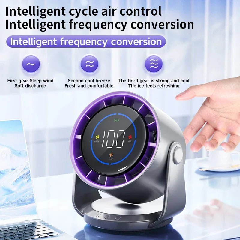 Rechargeable Portable Desktop Fan Digital Multi-Speed Cooling Fan for Indoor Outdoor Home Office Use