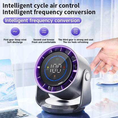 Rechargeable Portable Desktop Fan Digital Multi-Speed Cooling Fan for Indoor Outdoor Home Office Use