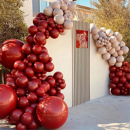 104 Pieces Ruby Red Balloon Red Garland Arch Set with Different Sizes, Suitable for Birthday, Wedding, Valentine's Day