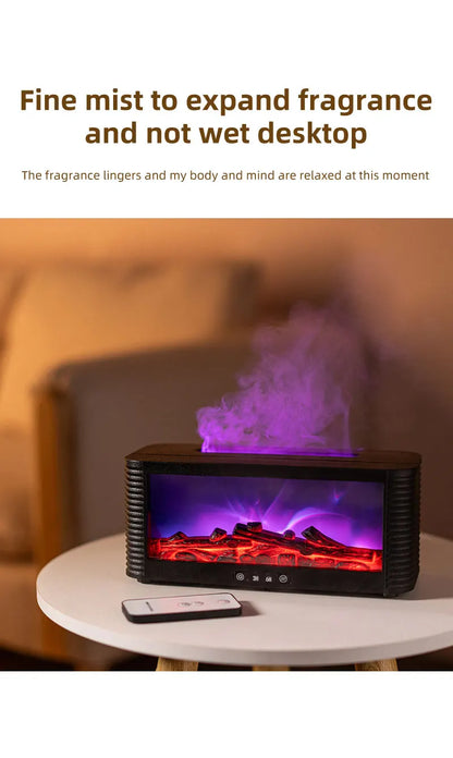 250ml Flame Fireplace Aroma Humidifier Colorful Light Aromatherapy Essential Oil Diffuser with Timed Auto Off for Home Bedroom