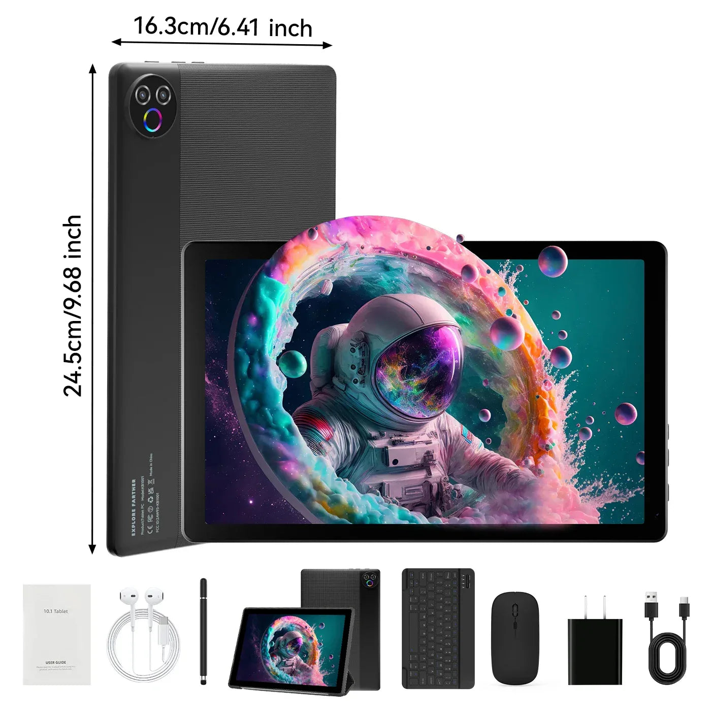 URAO Android 15 Tablet 10.1 Inch 20GB RAM 64GB ROM 5-core Dual Camera Tablets PC Set Keyboard/Case/Mouse/Stylus/Headphone