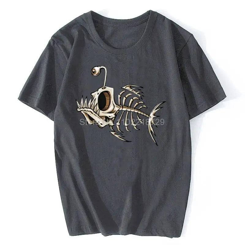 Bonefish Skull Deep Sea Fish Skeleton Funny Fisherman Angler T-Shirt Cotton O-Neck Short Sleeve Men T Shirt Oversize Streetwear