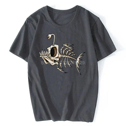 Bonefish Skull Deep Sea Fish Skeleton Funny Fisherman Angler T-Shirt Cotton O-Neck Short Sleeve Men T Shirt Oversize Streetwear