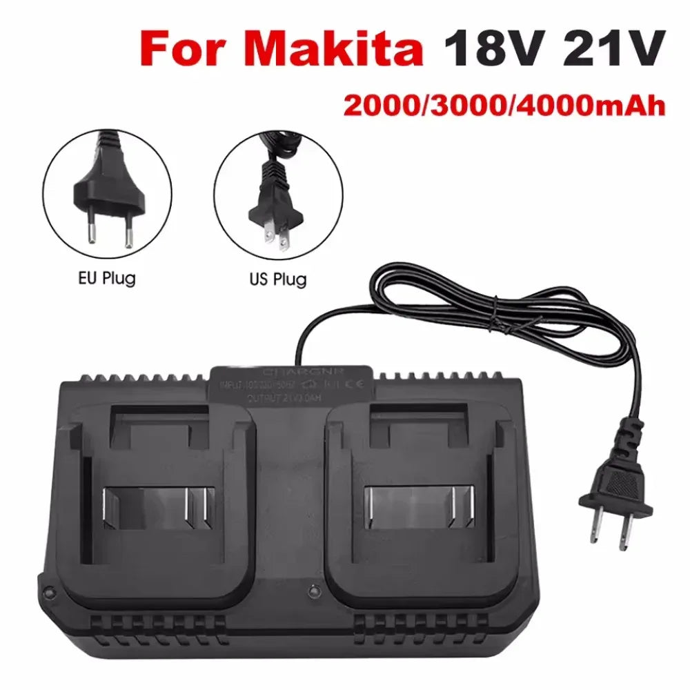 Lithium Battery Dual Charger 2 Ways Power Tool Battery Charger EU/US Plug For Makita 18V 21V Battery BL1415/1815/1830/1850