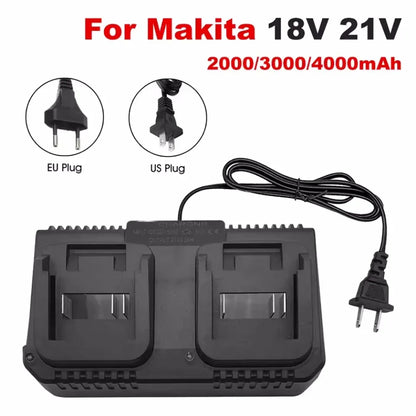 Lithium Battery Dual Charger 2 Ways Power Tool Battery Charger EU/US Plug For Makita 18V 21V Battery BL1415/1815/1830/1850