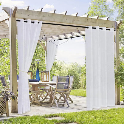 1 Pcs Outdoor Waterproof Sheer Curtain Translucent Bedroom Indoor Blackout Curtain Porch Pergola Patio Pavilion Terrace Curtains