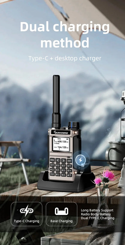 Quansheng UV-K1(8) Air Band Walkie Talkie 50-600MHz Full Band Receive UHF VHF Ham Radio Wireless Frequency Copy Type-C Charging