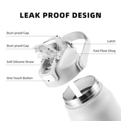 LargeCapacityOutdoor SportsThermos Bottle Portable Water Bottle Stainless Steel Vacuum Insulation with Straw 800ml/1000ml/1500ml