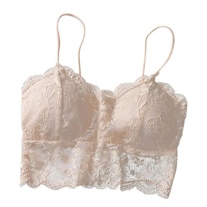 Summer Women Lace Sexy Top Sun Sleeveless Tops padded Bralette Bra Bustier Zipper Back Club Crop Tank lingerie женское белье