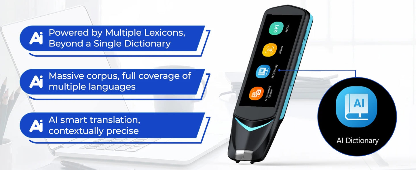 AI Pen Reading Pen for Dyslexia Scan Reader Pen 4 Text to Speech Device Translator Pen Photo Translation OCR 16GB Bluetooth Pen