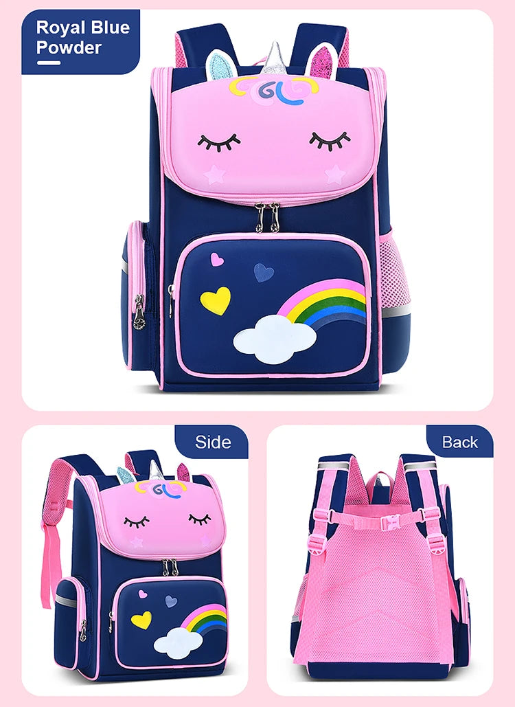 New CHILDREN'S Elementary School Students Schoolbag 6-12 Years Old Boys and Girls Shoulders Backpack 1-6 Grades Unicorn Cute Wat
