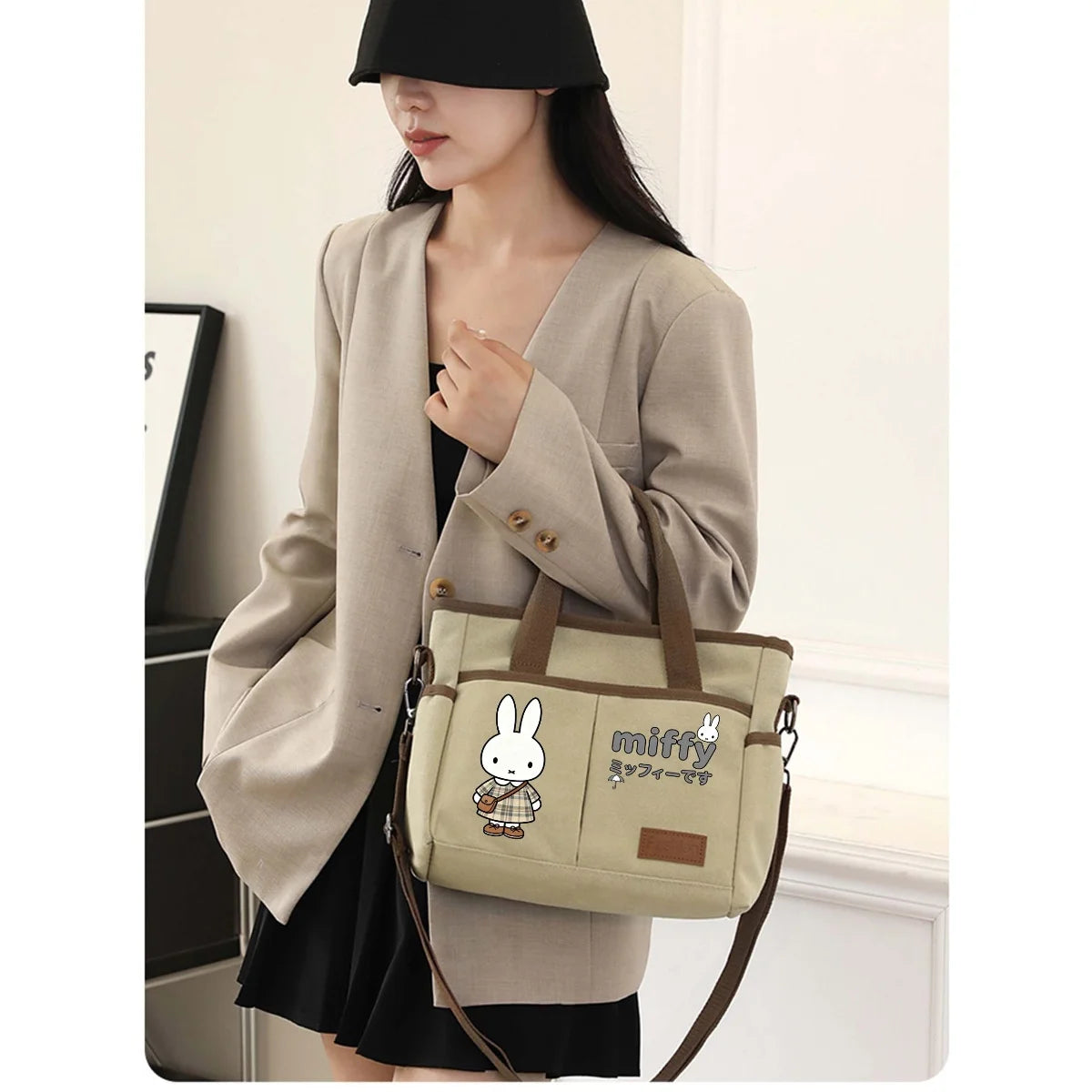 Miffy tote bag new large capacity Korean version casual simple commuting shoulder bag trendy versatile lightweight travel bag