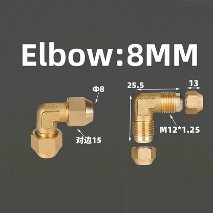 1pcs Flared Brass Straight through pipe fittings 6/8/10/12/14mm Tube connector Fitting Air conditioning extension tool Fitting