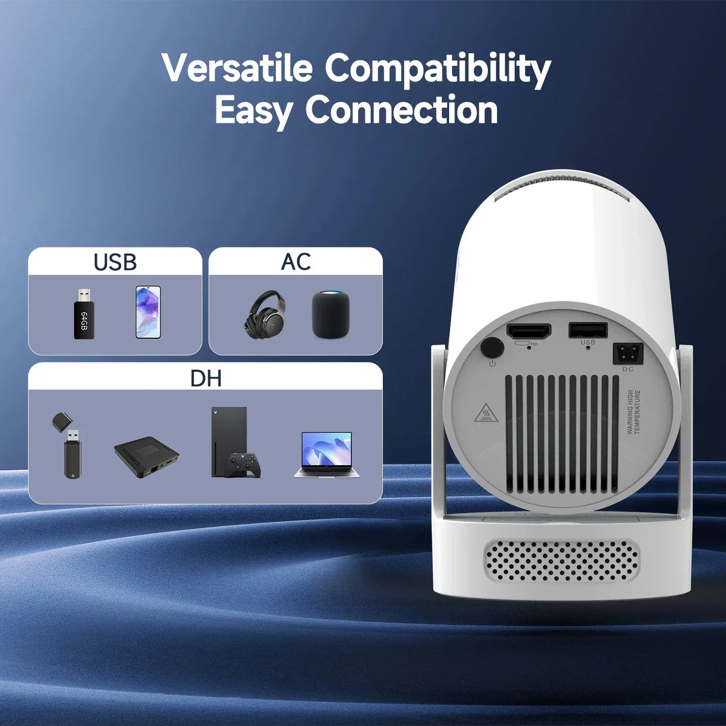 Magcubic HY300 Pro+ Android14 Projector 8000 Lumens 720P Outdoor Portable Movie Home with 5W Speaker WiFi6 BT5.4 Upgrated HY300