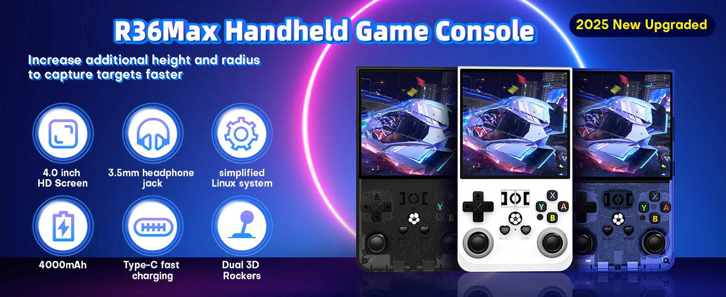 AISLPC R36Max Handheld Game Console Open Source 4.0 Inch Screen RK3326 Chip 18000+Game Portable Pocket Video Player Ship From US