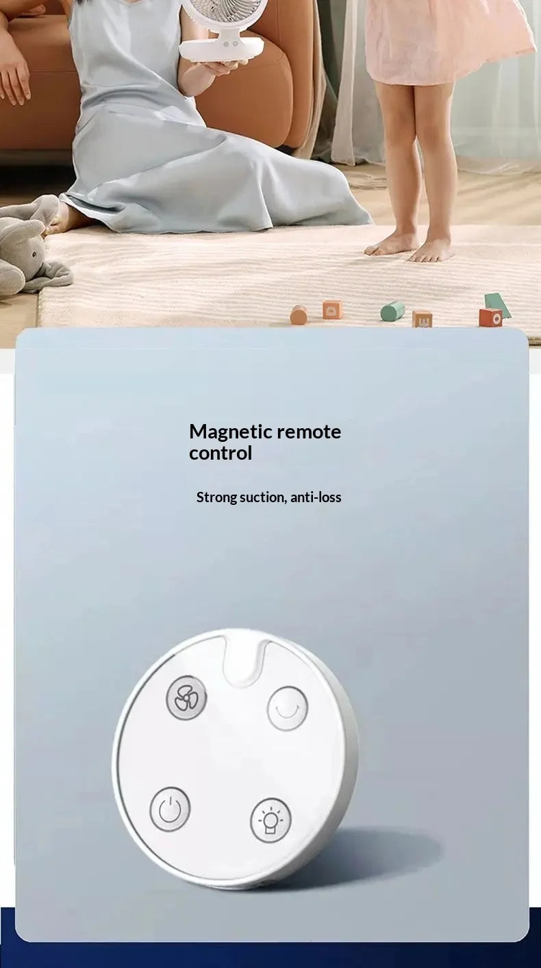Edon Air Circulation Fan Wireless Suspended USB Rechargeable Night Light Touch Control 4 Wind Speed Folding Electric Fan Home