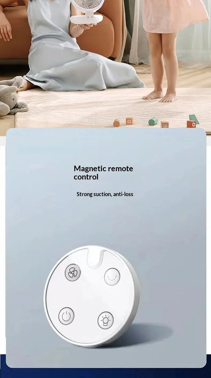 Edon Air Circulation Fan Wireless Suspended USB Rechargeable Night Light Touch Control 4 Wind Speed Folding Electric Fan Home