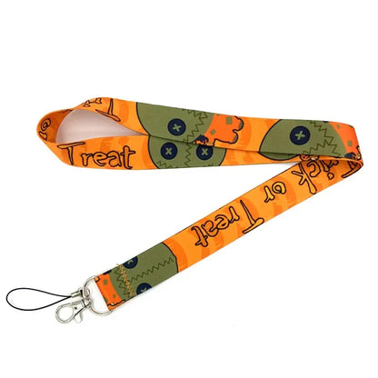 Halloween Trick R Treat Art Cartoon Anime Fashion Lanyards Bus ID Name Work Card Holder Accessories Decorations Kids Gifts