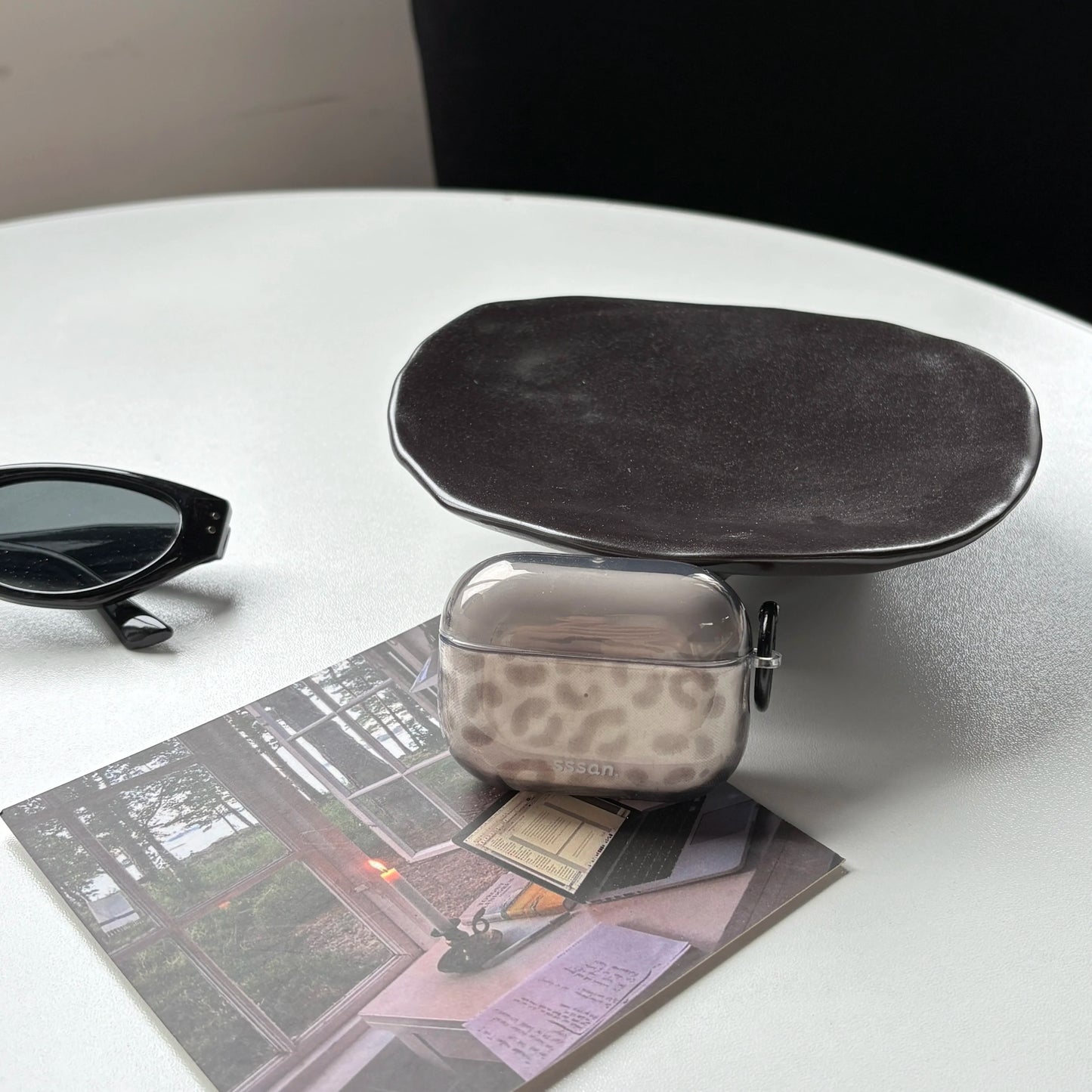 Simple Chic Transparent Grey Leopard Print Pattern Protective Earphone Case Cover for AirPods 1 2 3 4 Pro Pro2 Pro3